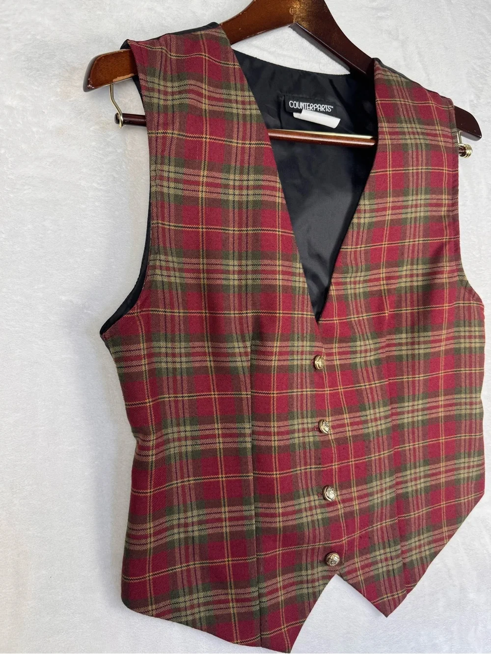 Vintage 90s Counterparts Plaid Vest & Shorts 2 Piece Set S 10